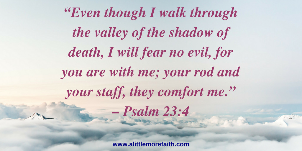 “Even though I walk through the valley of the shadow of death, I will fear no evil, for you are with me; your rod and your staff, they comfort me.” – Psalm 23_4